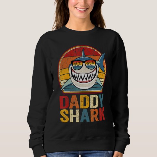 Meneer Daddy Shark Retro Pyjama Vader Dag Daddy Sh Trui (Voorkant)