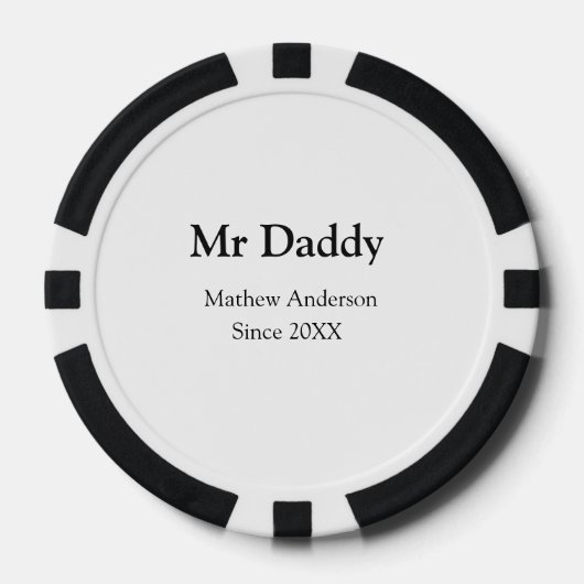 Meneer Daddy sinds toevoegen jaar naam ouders vade Poker Chips (Voorkant)