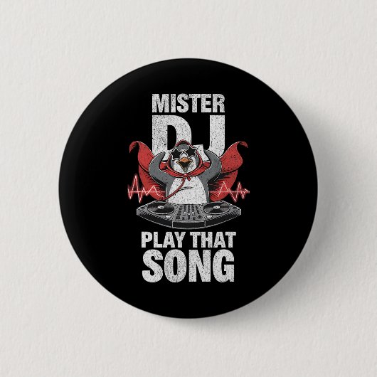 Meneer DJ speel dat liedje Funny Penguin DJ Youth  Ronde Button 5,7 Cm (Voorkant)