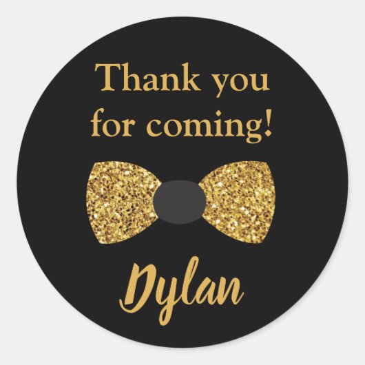 Meneer een prachtig zwart en gouden boog stropdas ronde sticker (Voorkant)