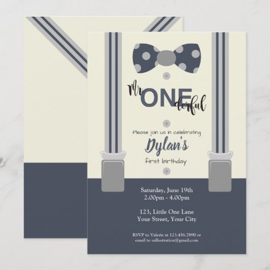 Meneer een prachtige marine en grijze boog stropda kaart (Voorkant / Achterkant)