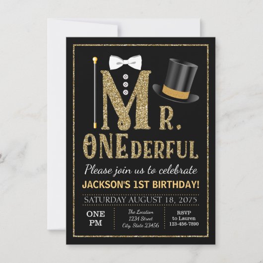 Meneer een prachtige uitnodiging voor een verjaard (Voorkant)