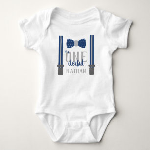 Meneer EENderful Verjaardagsshirt in Blauw en Grij Romper