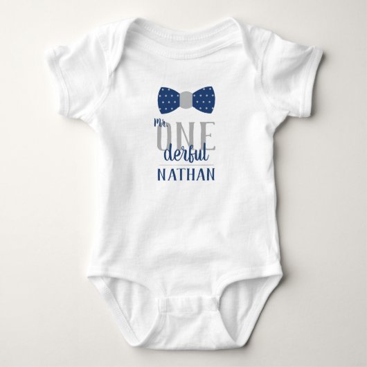 Meneer EENderful Verjaardagsshirt in Blauw en Grij Romper (Voorkant)