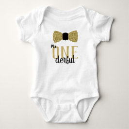 Meneer EENderful verjaardagsshirt in zwart en nama Romper