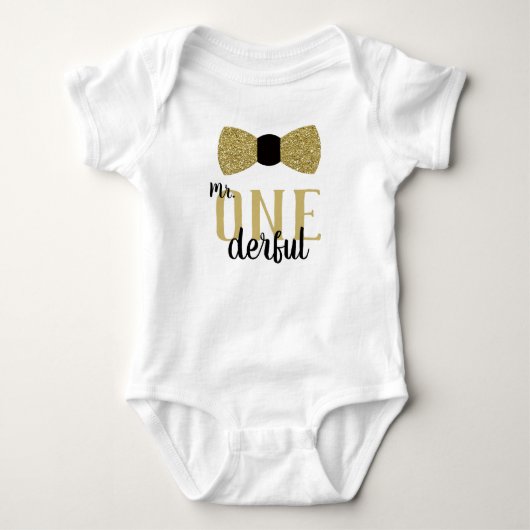 Meneer EENderful verjaardagsshirt in zwart en nama Romper (Voorkant)