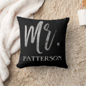 Meneer en achternaam Faux Silver Foil Pillow Kussen (Deken)