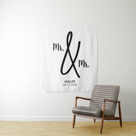 Meneer en meneer achtergrond Gay bruiloft LGBT Wandkleed (In situ)