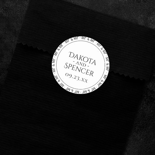 Meneer en meneer Simpel Modern Zwart Witte Feest Ronde Sticker