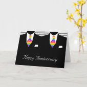 Meneer en meneer, twee bruidegoms trouwjubileum kaart (Gele Bloem)