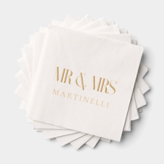 Meneer en mevrouw aangepaste moderne ontwerp folie servetten (Insitu (Gestapeld))