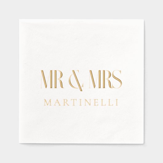 Meneer en mevrouw aangepaste moderne ontwerp folie servetten (Voorkant)