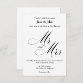 Meneer en mevrouw Basic Huwelijksuitnodiging Kaart (Voorkant / Achterkant)