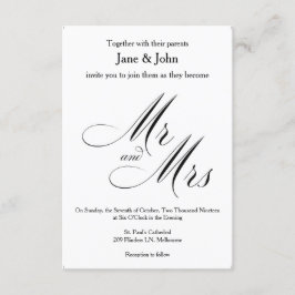 Meneer en mevrouw Basic Huwelijksuitnodiging Kaart