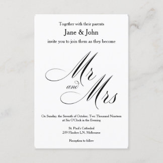 Meneer en mevrouw Basic Huwelijksuitnodiging Kaart