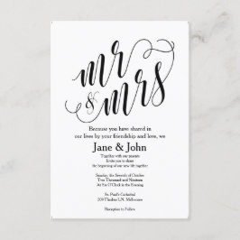 Meneer en mevrouw Basic Huwelijksuitnodigingen Kaart