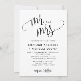 Meneer en mevrouw Black Lovely Script Typografie H Kaart