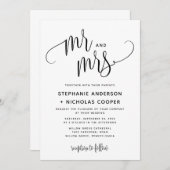 Meneer en mevrouw Black Lovely Script Typografie H Kaart (Voorkant / Achterkant)