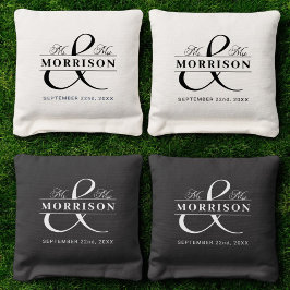 Meneer en mevrouw Black White Monogram Huwelijk