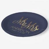Meneer en mevrouw Blauw en Goud Elegant Naam toevo Papieren Bordje (Gekanteld)