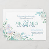 Meneer en mevrouw Blauw uitnodiging voor de bruids (Voorkant / Achterkant)