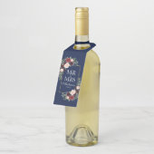 Meneer en mevrouw Blue Bourgondië Floral Wedding Flessenhanger (Schuin)