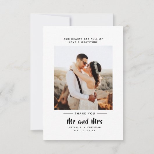 Meneer en mevrouw | Bold Script Wedding Bedankkaart (Voorkant)