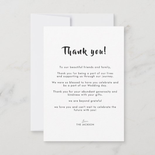 Meneer en mevrouw | Bold Script Wedding Bedankkaart (Achterkant)