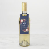Meneer en mevrouw Bourgondië Bloemen Blauw Goud Br Flessenhanger (Op fles)