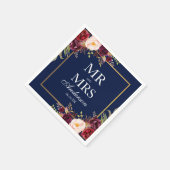 Meneer en mevrouw Bourgondië Bloemen Blauw Goud Br Servet (Hoek)
