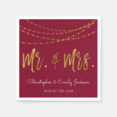 Meneer en mevrouw. Bourgondië en Gold Foil String Servetten (Voorkant)