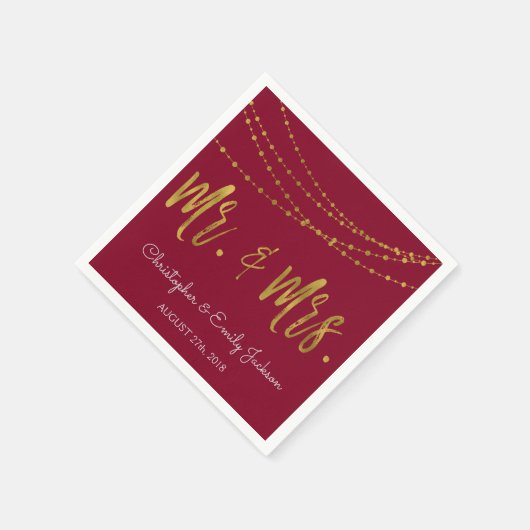 Meneer en mevrouw. Bourgondië en Gold Foil String  Servetten (Hoek)