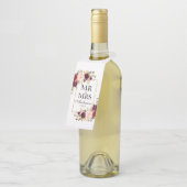 Meneer en mevrouw Bourgondië Floral Wedding Flessenhanger (Schuin)