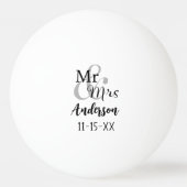 Meneer en mevrouw bruidspaar gepersonaliseerd pingpongbal (Voorkant)