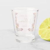 Meneer en mevrouw bruiloft herfst bloemen pompoene shot glas (Achterkant)