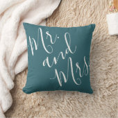 Meneer en mevrouw Calligraphy Peacock Blue (Teal,  Kussen (Deken)