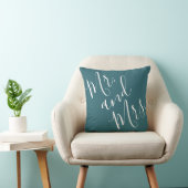 Meneer en mevrouw Calligraphy Peacock Blue (Teal,  Kussen (Stoel)