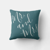 Meneer en mevrouw Calligraphy Peacock Blue (Teal,  Kussen (Achterkant)