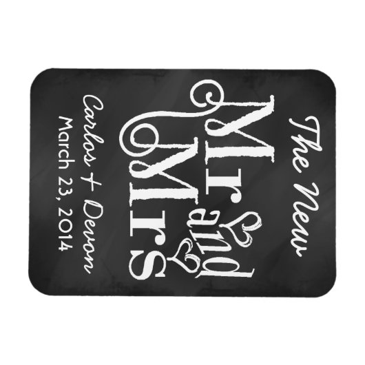 "Meneer en mevrouw" Chalkboard bruiloft souvenier  Magneet (Horizontaal)