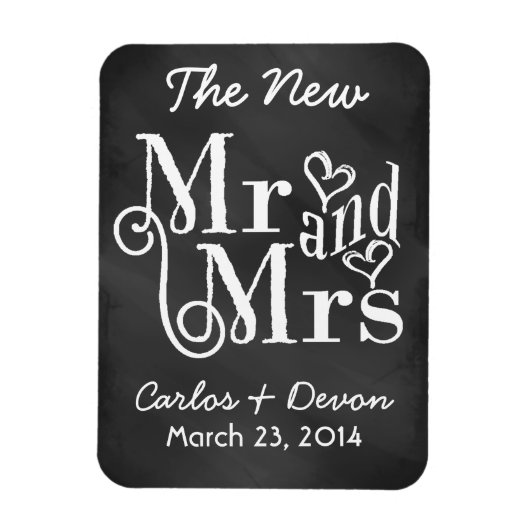 "Meneer en mevrouw" Chalkboard bruiloft souvenier  Magneet (Verticaal)
