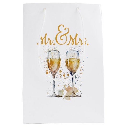 Meneer en mevrouw Champagne Medium Cadeauzakje (Voorkant)