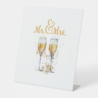 Meneer en mevrouw Champagne Reclamebord Met Voetstuk