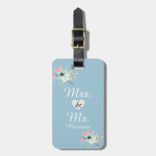 Meneer en mevrouw Chic Floral Bagagelabel (Voorkant verticaal)