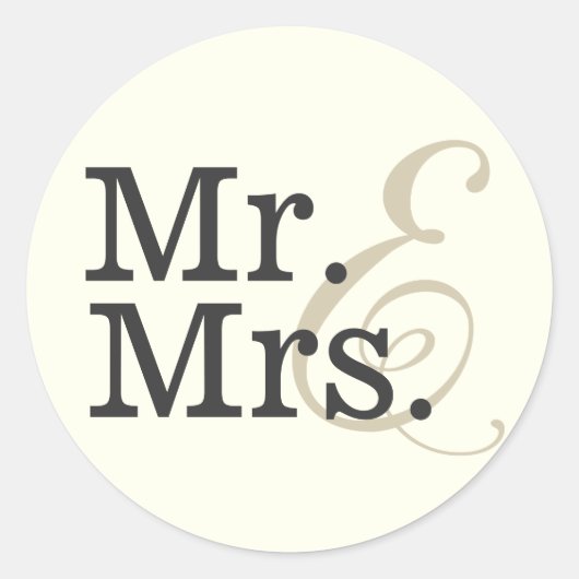 Meneer en mevrouw Classy Ivory White bruiloft guns Ronde Sticker (Voorkant)