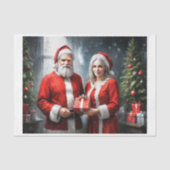 Meneer en mevrouw Claus die geschenken aanbieden Tissuepapier (Voorkant)