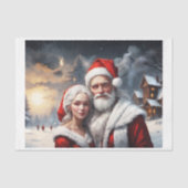 Meneer en mevrouw Claus in het kerstsneeuwlandscha Tissuepapier (Voorkant)