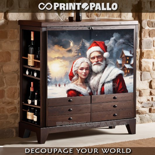 Meneer en mevrouw Claus in het kerstsneeuwlandscha Tissuepapier