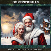 Meneer en mevrouw Claus in het kerstsneeuwlandscha Tissuepapier