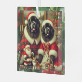 Meneer en mevrouw Claus Newfie Kerstversiering Glas Ornament (Voorkant links)