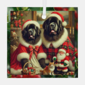 Meneer en mevrouw Claus Newfie Kerstversiering Glas Ornament (Achterkant)